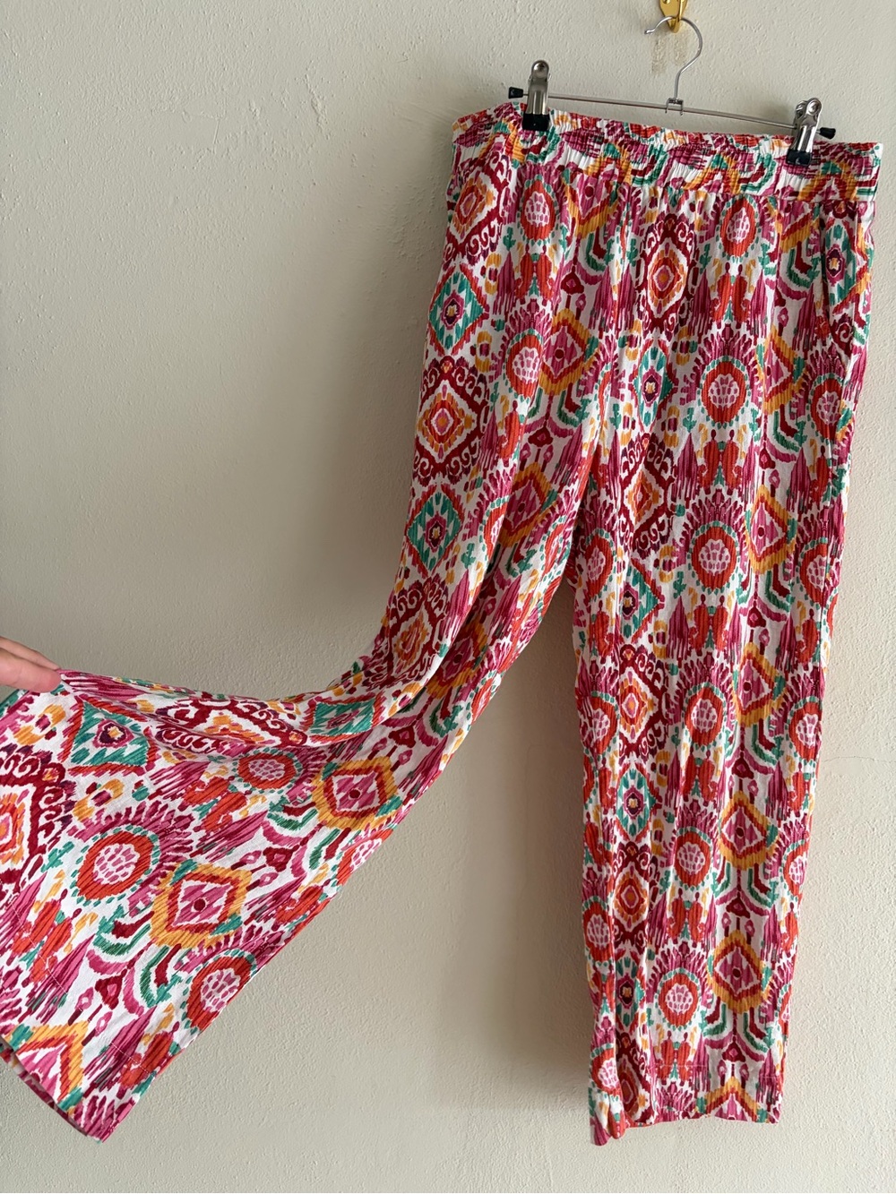Christian Siriano Pink Multi-Color Ikat Wide-Leg Pants